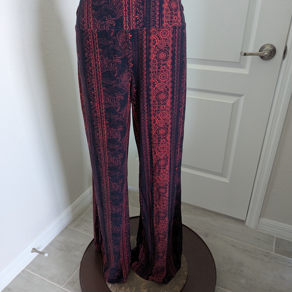 Hot Kiss Women's Red and Black Wide Leg Pants